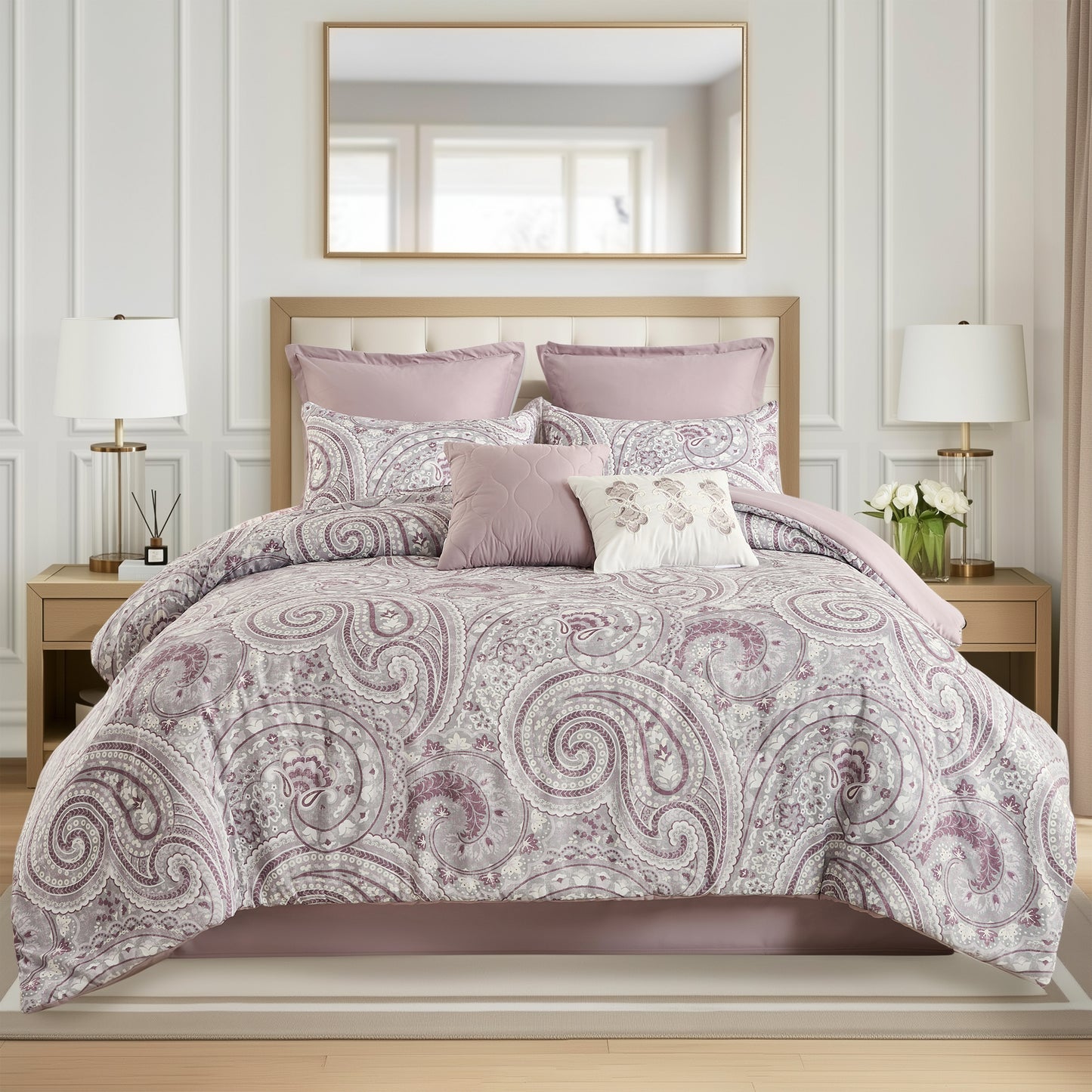 Cotton Floral Printed Reversible Comforter Set