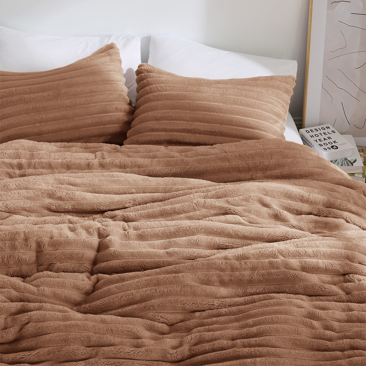 Fluffy Ribbed Plush Comforter Bedding Set