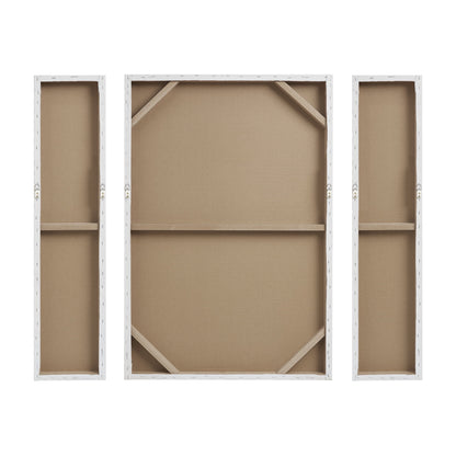 3-piece Canvas Wall Art Set, Silver Sand Hand Embellished Abstract