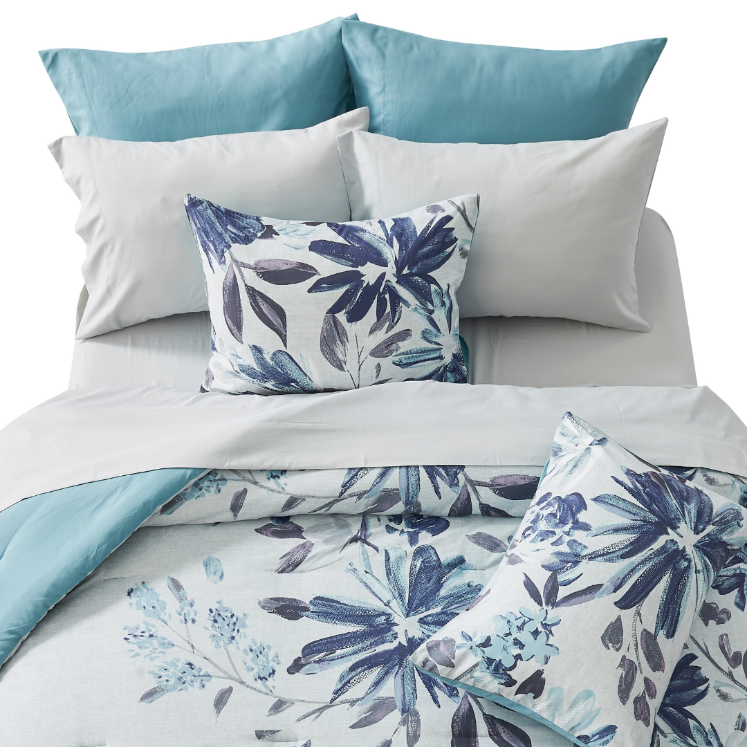 Modern All Season Bed in a Bag Comforter Set, Floral Print Bedding Set with Sheets and Pillowcases