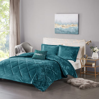 Velvet Comforter Set with Throw Pillow