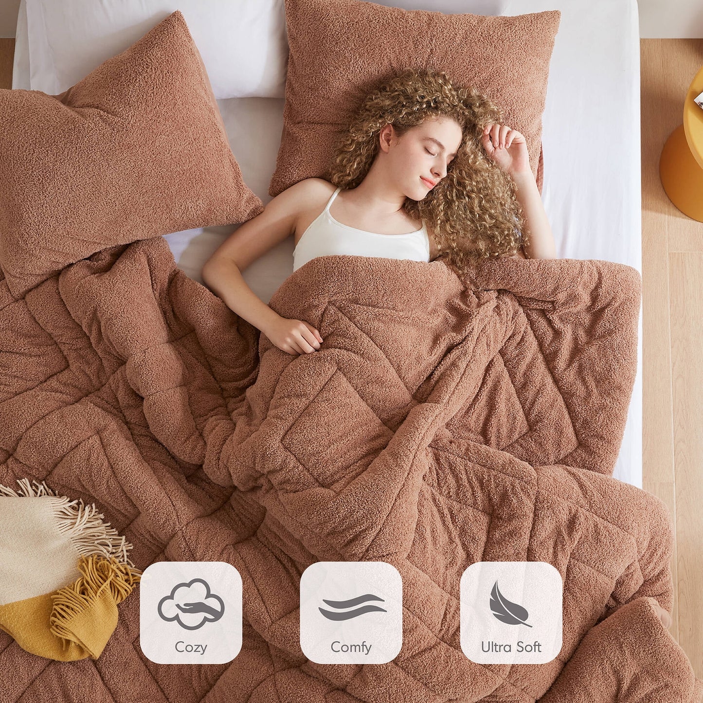 Double Diamond Quilted Teddy Comforter Set