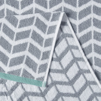 6-Piece Jacquard Geometric Design Bath Towel Set