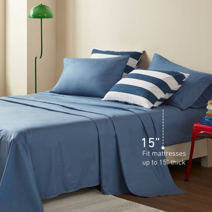 Textured Stripe Print Bedding Comforter Set