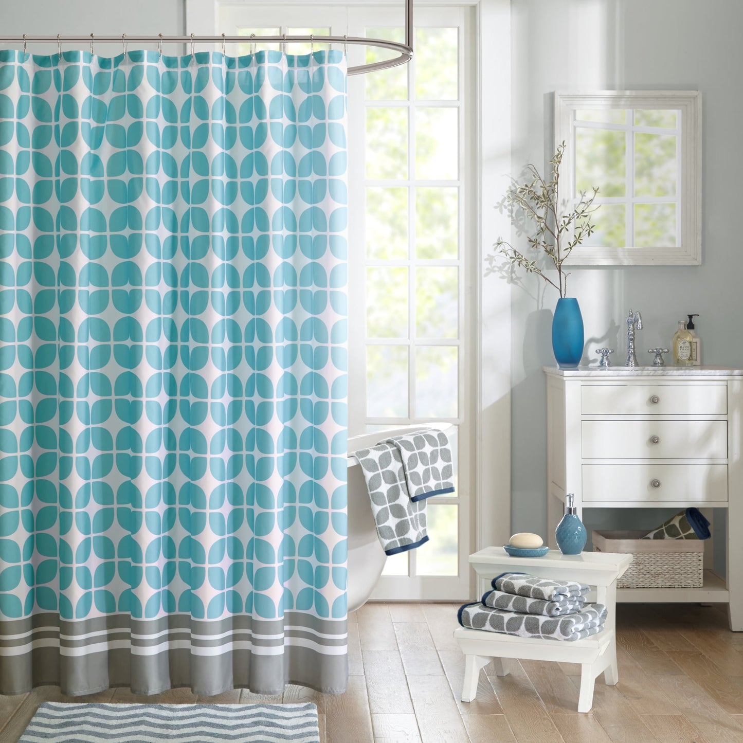 6-Piece Jacquard Geometric Design Bath Towel Set