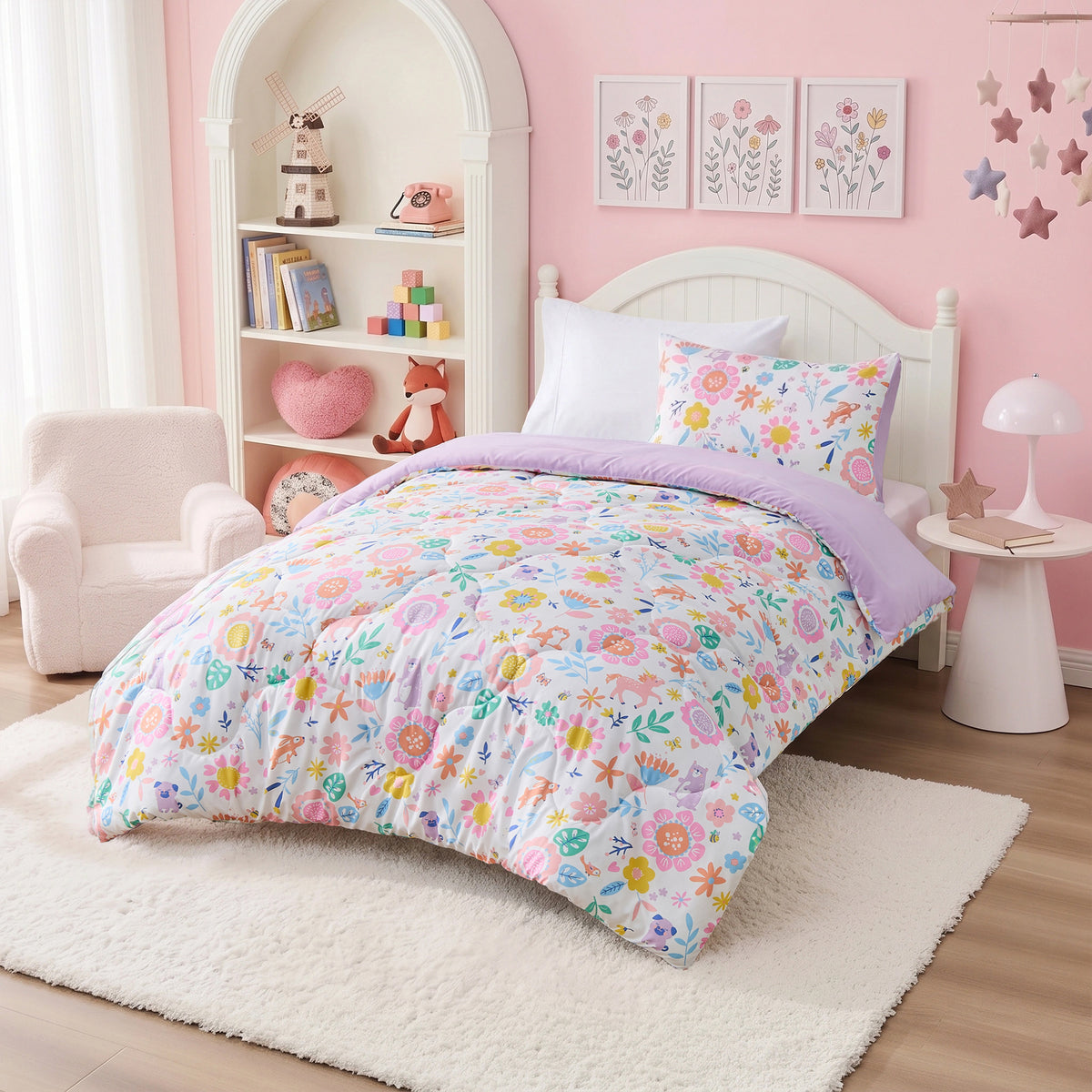 Sally Pink Floral Comforter Mini Set