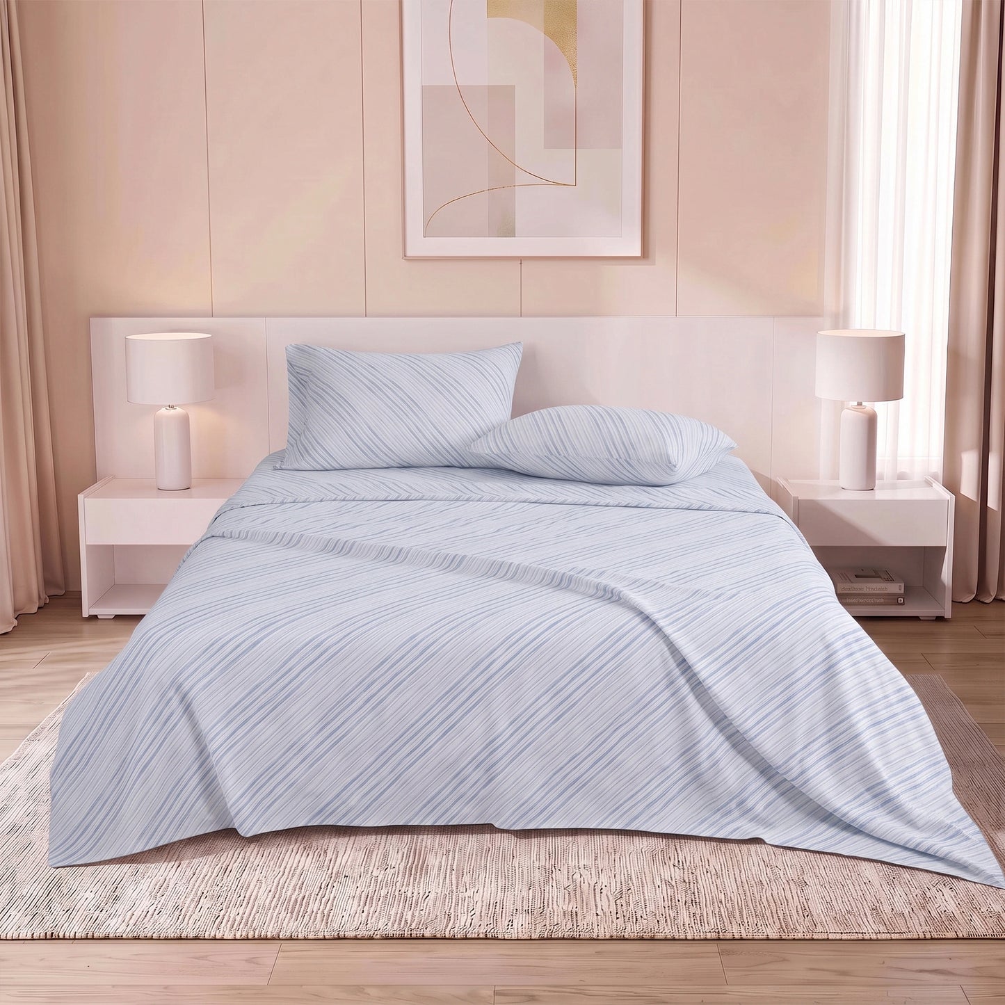 Cotton Flannel Sheet Set, 100% Cotton Bed Sheets Set with Deep Pocket