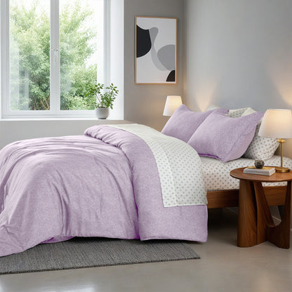 Chambray Print Microfiber Comforter Set with Bed Sheets