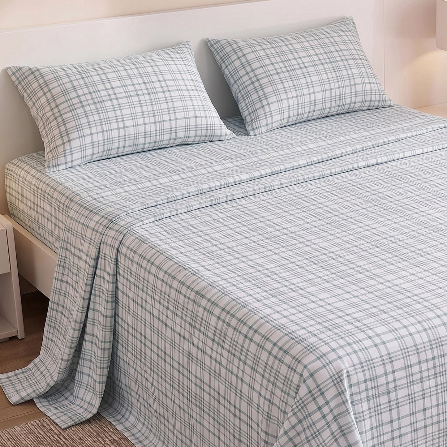 Cotton Flannel Sheet Set, 100% Cotton Bed Sheets Set with Deep Pocket