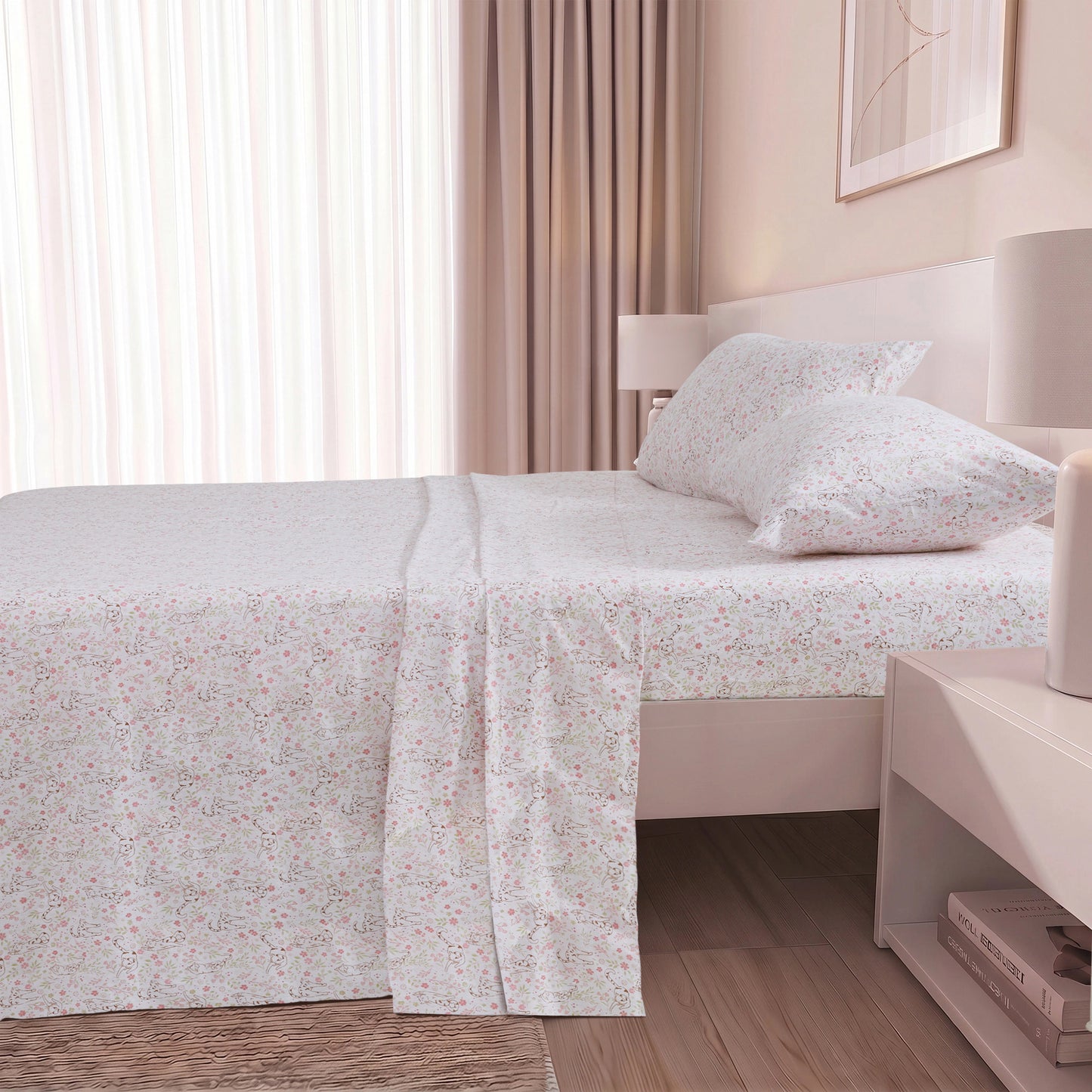 Cotton Flannel Sheet Set, 100% Cotton Bed Sheets Set with Deep Pocket