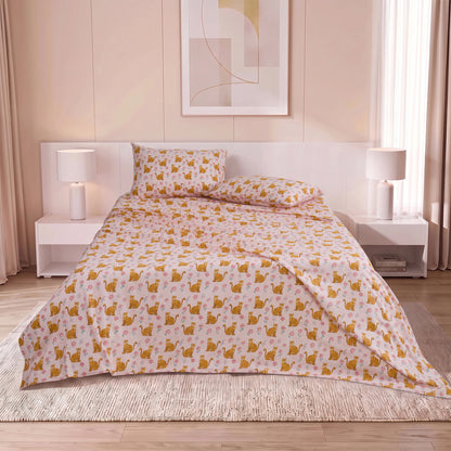 Cotton Flannel Sheet Set, 100% Cotton Bed Sheets Set with Deep Pocket