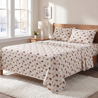 Cotton Flannel Sheet Set, 100% Cotton Bed Sheets Set with Deep Pocket