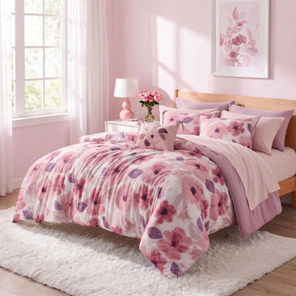 Tatum Reversible Floral Comforter Set with Sheets