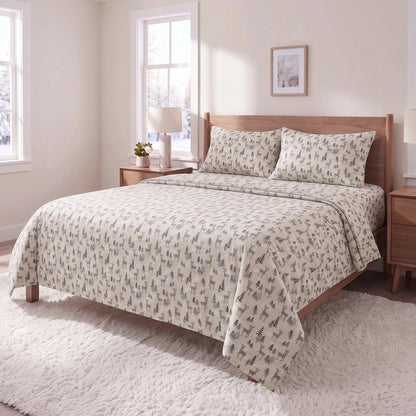 Cotton Flannel Sheet Set, 100% Cotton Bed Sheets Set with Deep Pocket
