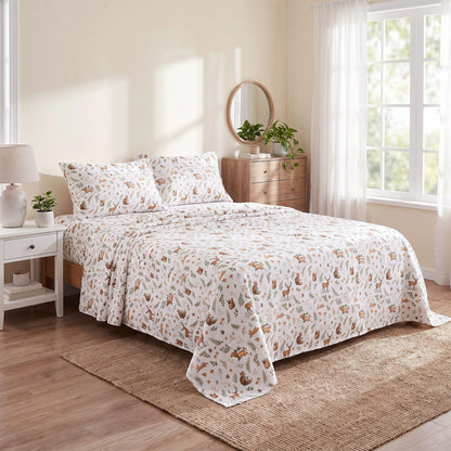 Cotton Flannel Sheet Set, 100% Cotton Bed Sheets Set with Deep Pocket