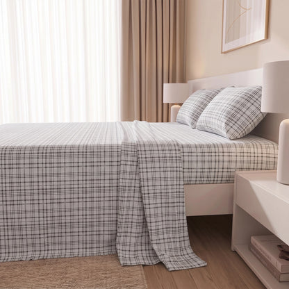 Cotton Flannel Sheet Set, 100% Cotton Bed Sheets Set with Deep Pocket