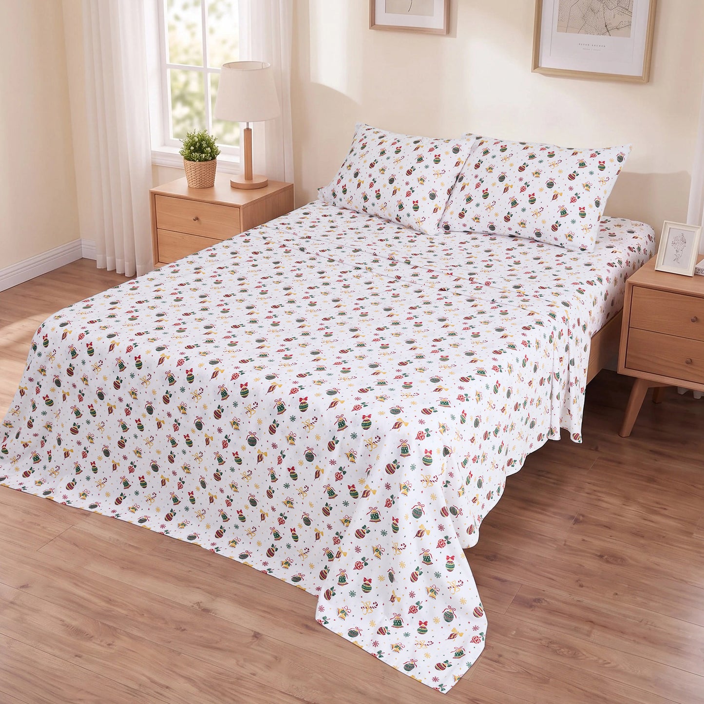 Cotton Flannel Sheet Set, 100% Cotton Bed Sheets Set with Deep Pocket