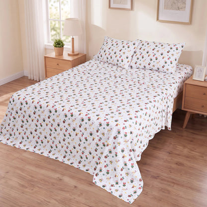 Cotton Flannel Sheet Set, 100% Cotton Bed Sheets Set with Deep Pocket