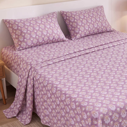 Cotton Flannel Sheet Set, 100% Cotton Bed Sheets Set with Deep Pocket
