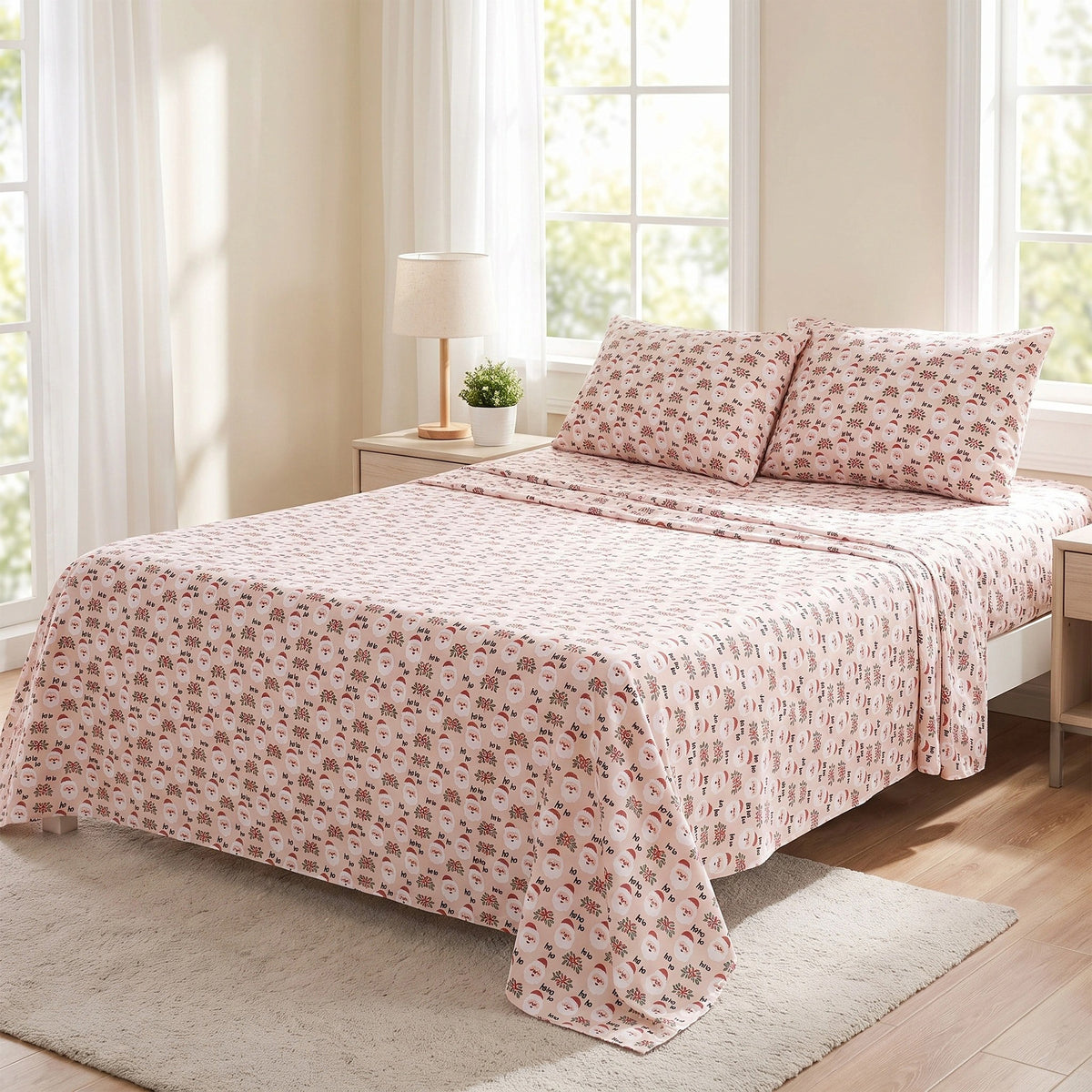 Cotton Flannel Sheet Set, 100% Cotton Bed Sheets Set with Deep Pocket