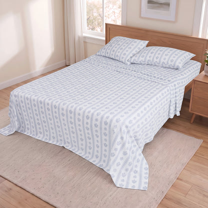 Cotton Flannel Sheet Set, 100% Cotton Bed Sheets Set with Deep Pocket