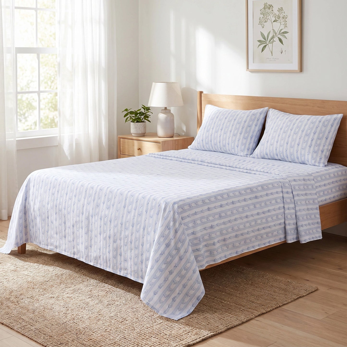 Cotton Flannel Sheet Set, 100% Cotton Bed Sheets Set with Deep Pocket