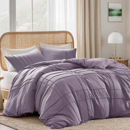 Soft Washed Pleated Duvet Cover Set
