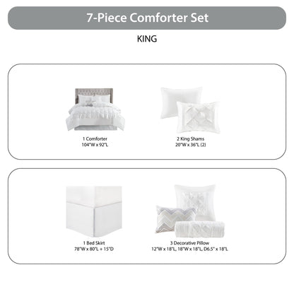 Tufted Pintuk Bed in a Bag Bed Set, Satin Luxury Grey Comforter Bedding Set with Decor Pillow