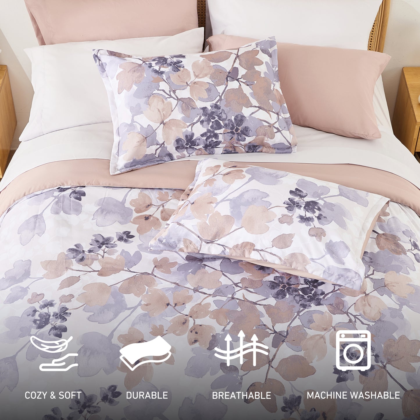 Medallion Pattern Bed in a Bag Bedding Comforter Set with Comforter, Flat Sheets, Fitted Sheets with Side Pockets