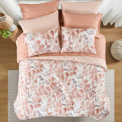 Reversible Floral Comforter Set for Dorm Bedding, Lightweight All Season Comforter Bed Set