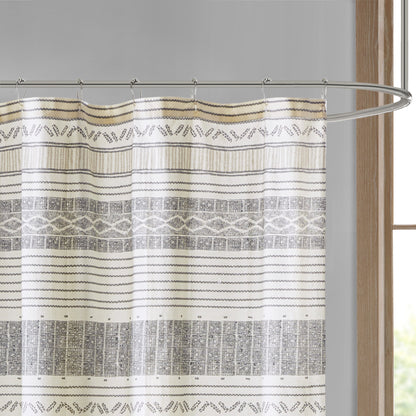 Cody Cotton Stripe Printed Shower Curtain with Tassel