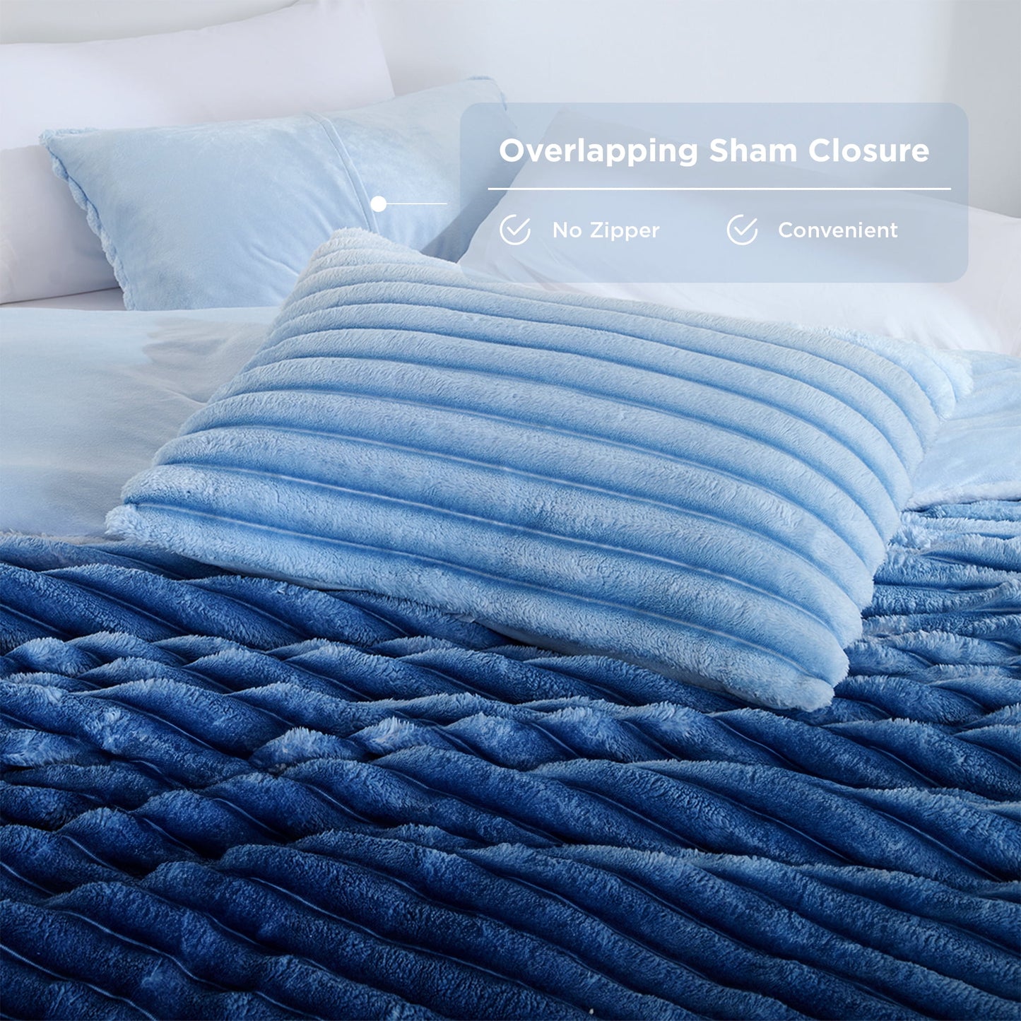 Fluffy Ribbed Plush Comforter Bedding Set