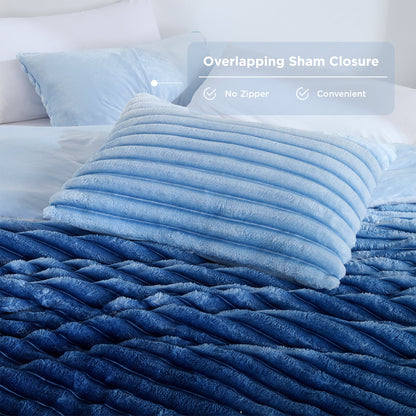 Fluffy Ribbed Plush Comforter Bedding Set