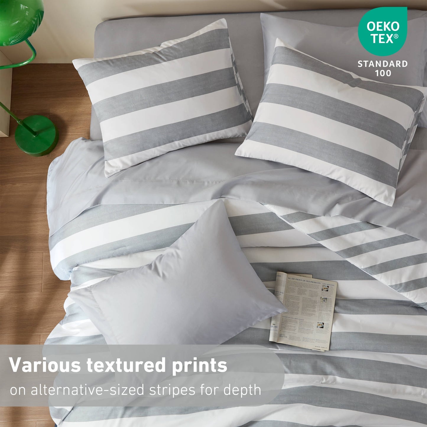 Textured Stripe Print Bedding Comforter Set