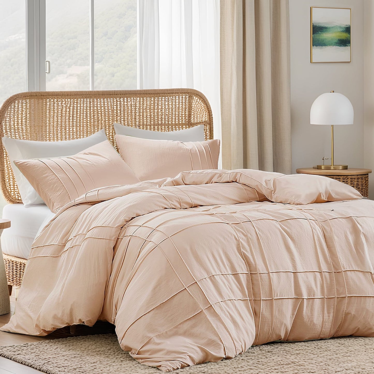 Soft Washed Pleated Duvet Cover Set