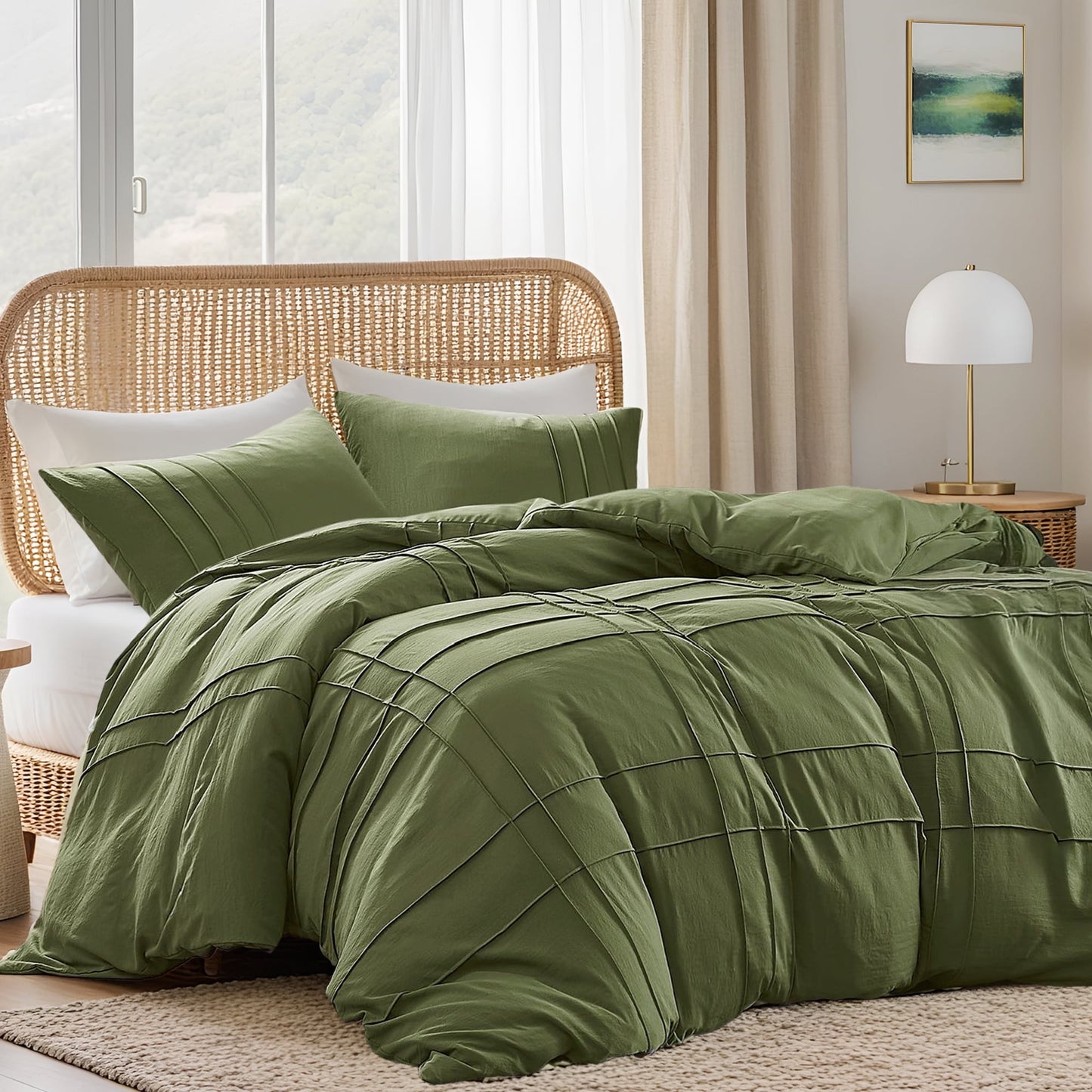 Soft Washed Pleated Duvet Cover Set