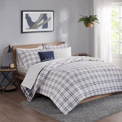 8 Piece Comforter Set with Bed Sheets, Navy