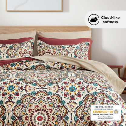 Bed in a Bag Bedding Comforter Set with Comforter, Flat Sheets, Fitted Sheets with Side Pockets for College Dorm