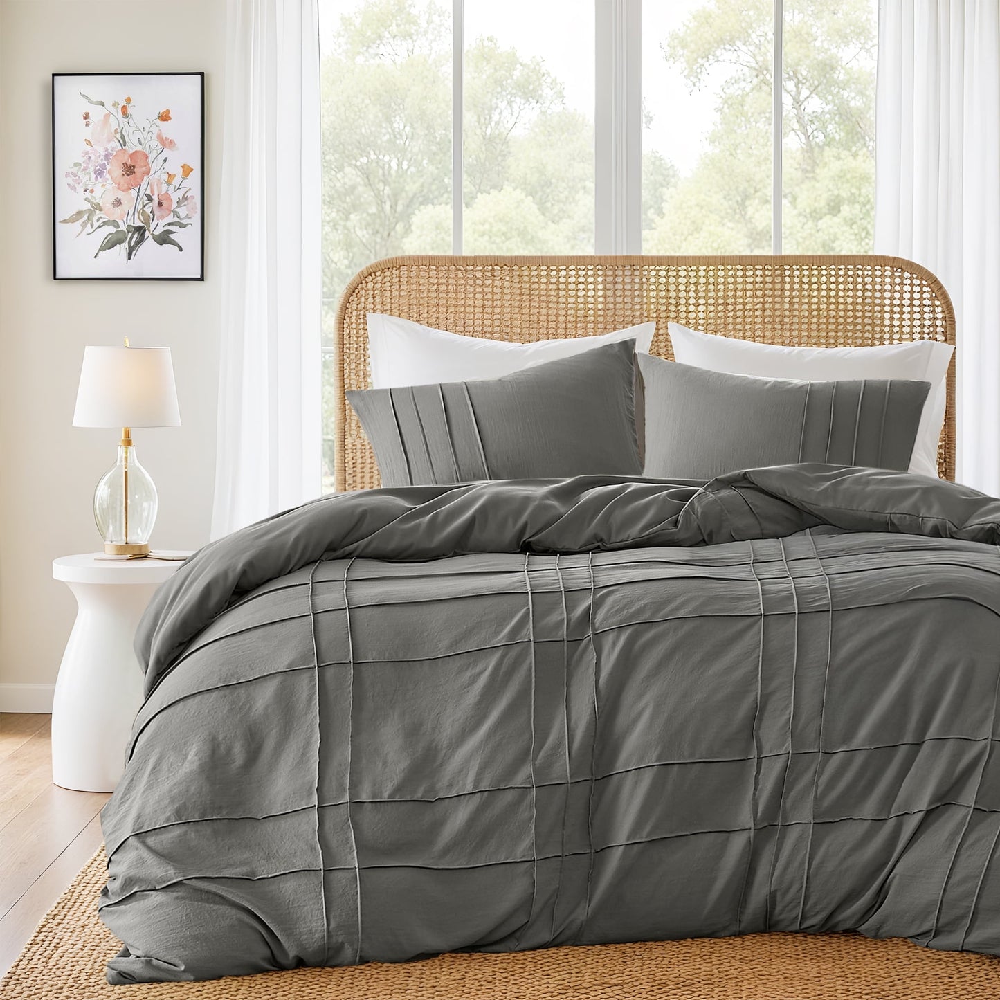 Soft Washed Pleated Duvet Cover Set