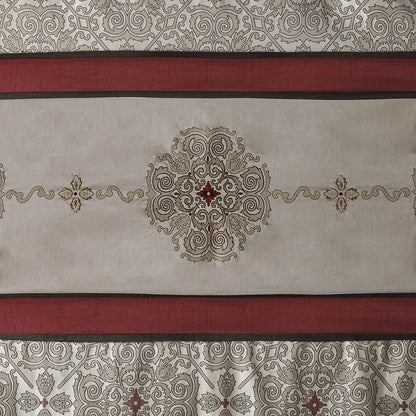 Traditional Embroidered Medallion Bathroom Shower Curtain with 12 Button Holes