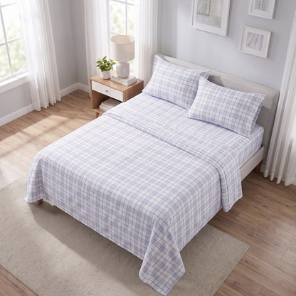 Cotton Flannel Sheet Set, 100% Cotton Bed Sheets Set with Deep Pocket