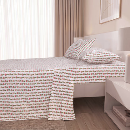 Cotton Flannel Sheet Set, 100% Cotton Bed Sheets Set with Deep Pocket