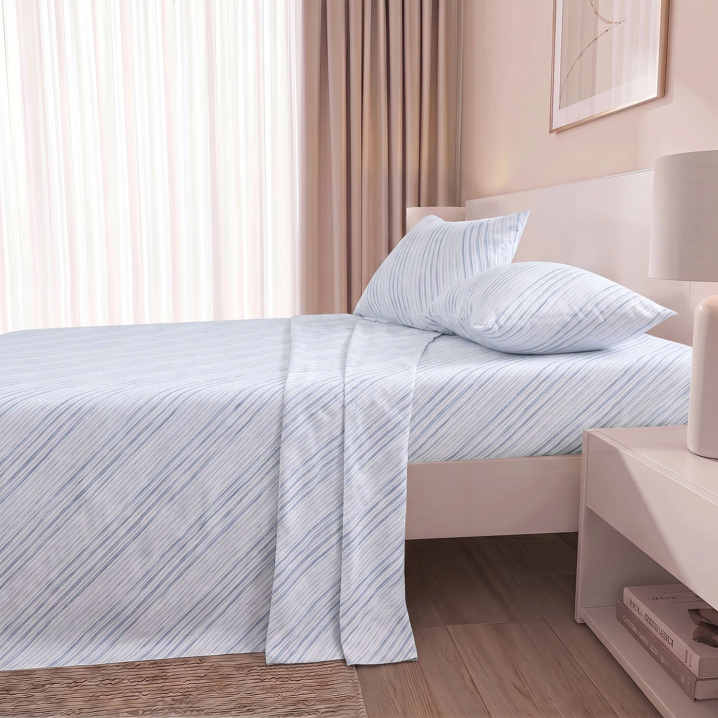 Cotton Flannel Sheet Set, 100% Cotton Bed Sheets Set with Deep Pocket