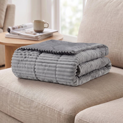 Parker Oversized Fuzzy Ribbed Plush Down Alternative Filled Throw Blanket