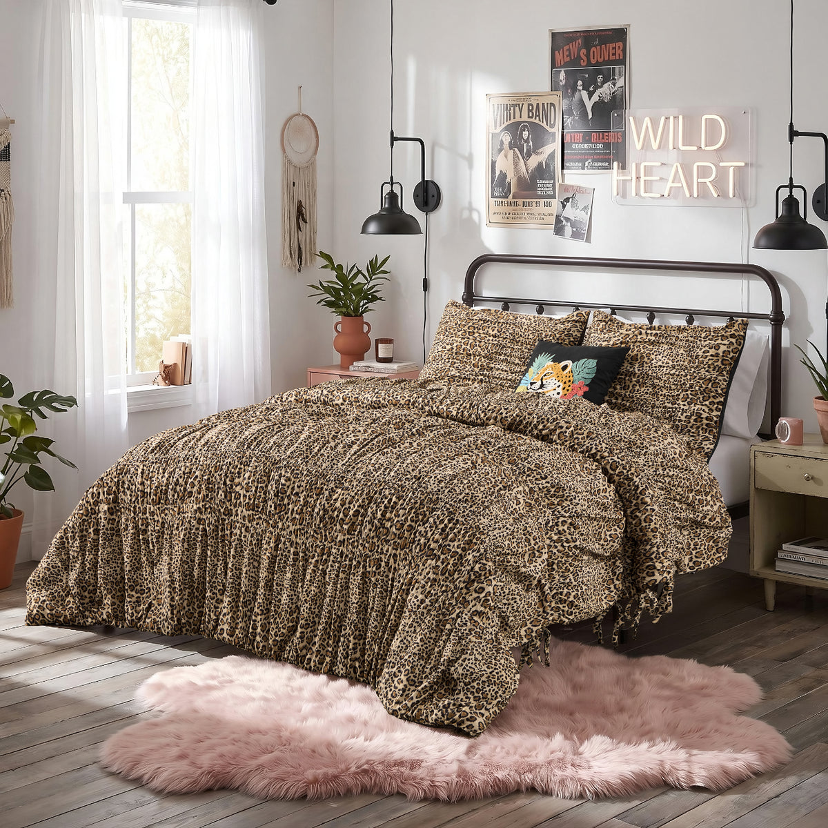 Brown Animal Print Comforter Set, Luxury Bedding Set, Comforter with Decorative Pillow