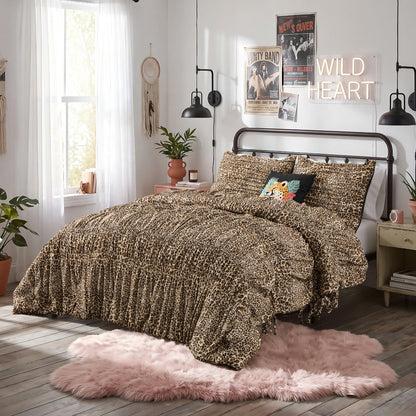Brown Animal Print Comforter Set, Luxury Bedding Set, Comforter with Decorative Pillow