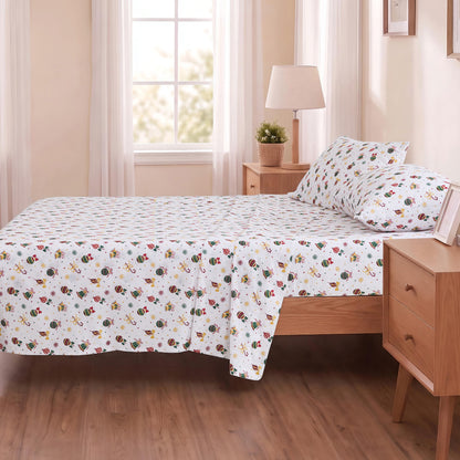 Cotton Flannel Sheet Set, 100% Cotton Bed Sheets Set with Deep Pocket