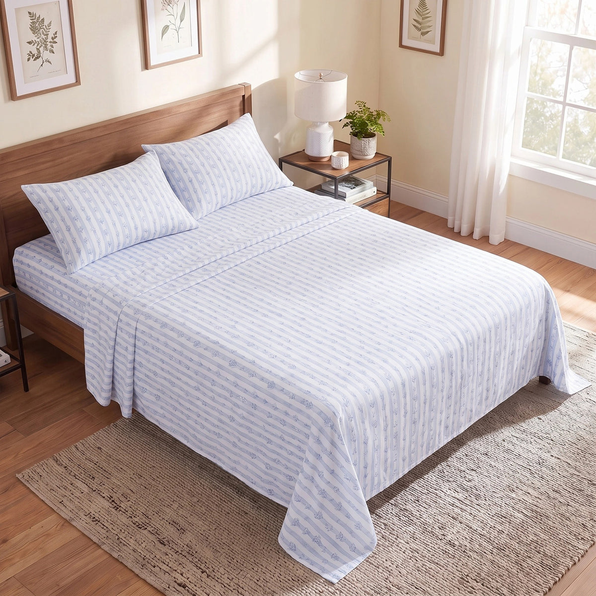 Cotton Flannel Sheet Set, 100% Cotton Bed Sheets Set with Deep Pocket