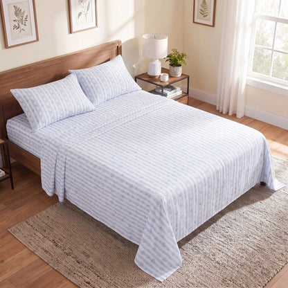 Cotton Flannel Sheet Set, 100% Cotton Bed Sheets Set with Deep Pocket