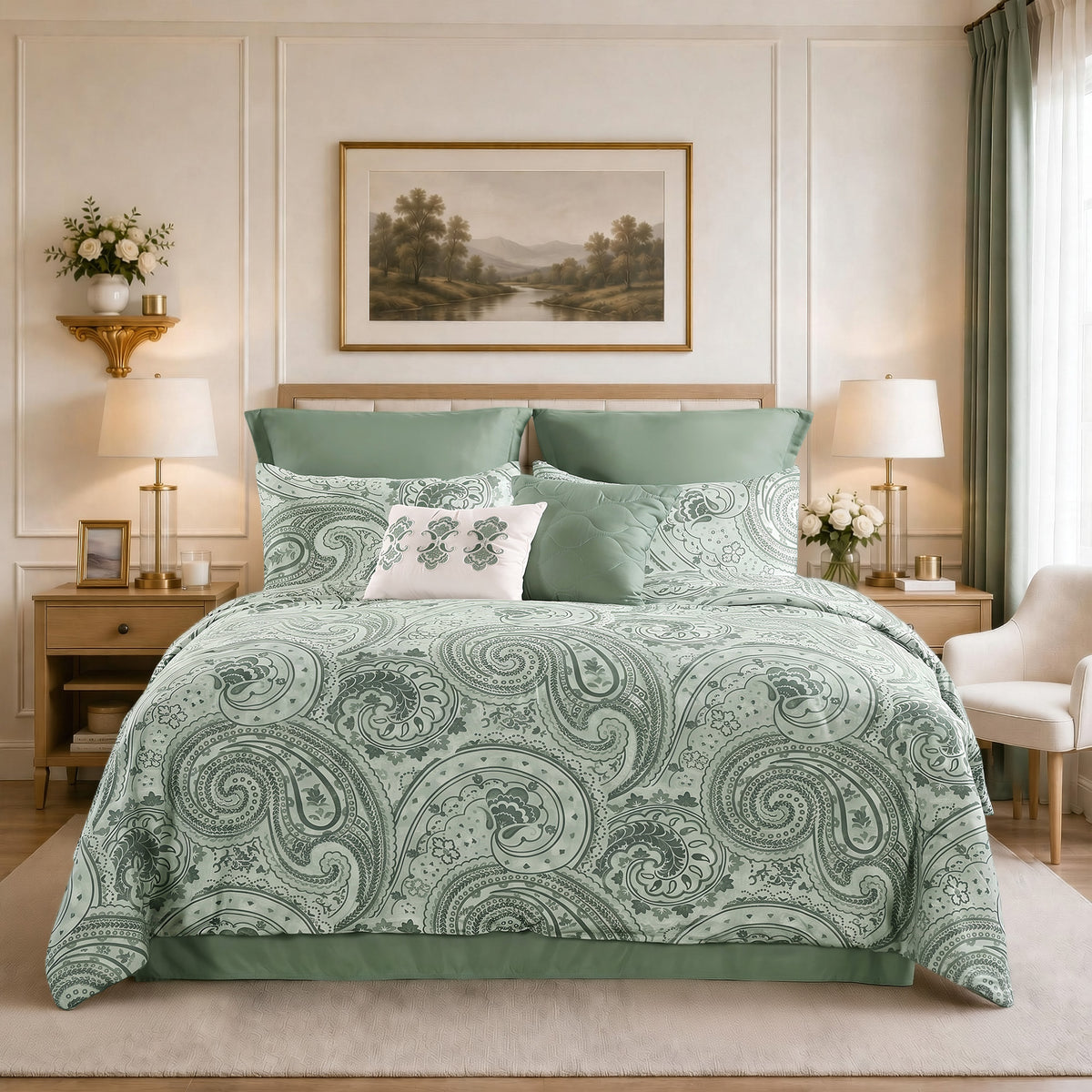 Kamira Cotton Paisley Floral Reversible Comforter Set